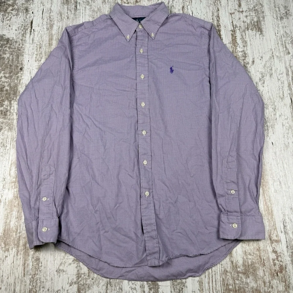 Ralph Lauren Button Down Shirt Sz M Check Long Sleeve Casual  Dad Business‎ - Picture 2 of 8